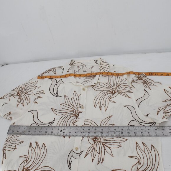 Folk White and Brown Casual Button Down Shirt - Picture 13 of 13